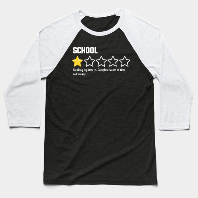 school, one star revue. freaking nightmare. complete waste of time and money Baseball T-Shirt by sukhendu.12